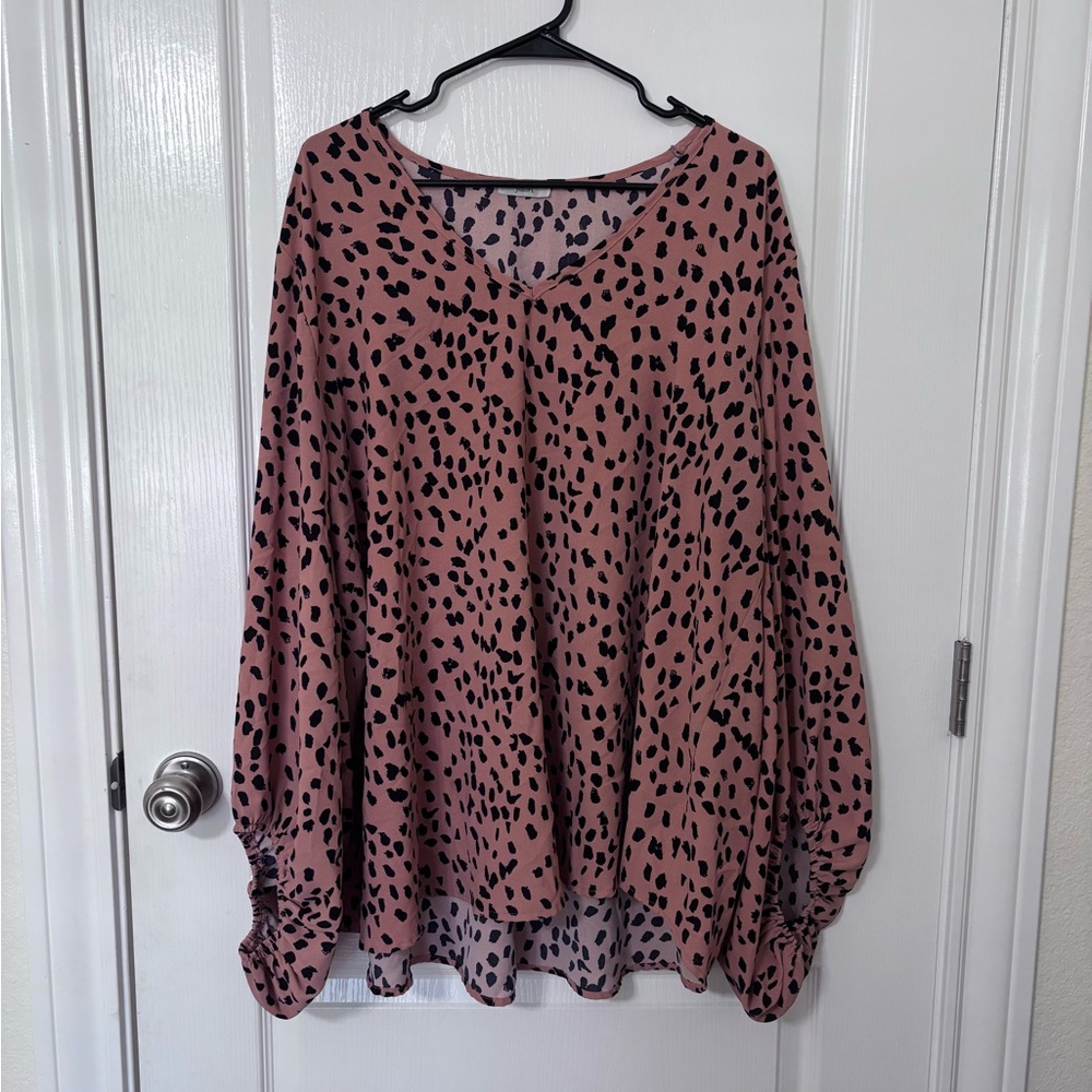 Womens Dusty Rose Leopard Print Blouse